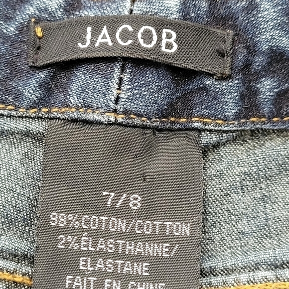 𝅺women's  Button Fly Jeans Mini Bootcut Low Rise Denim Dark Wash Size 8 - Picture 8 of 10